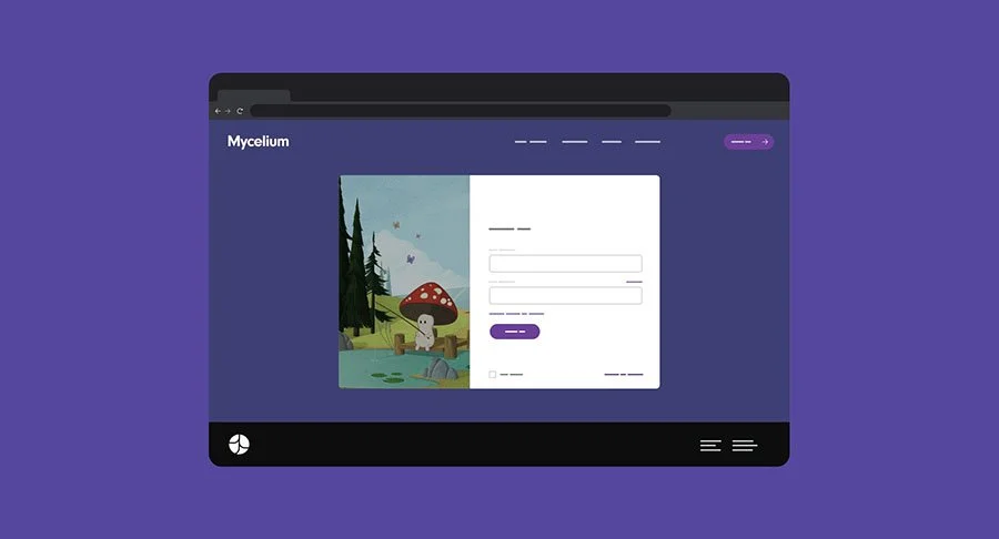 Screenshot of a website titled Mycelium with colorful illustration
